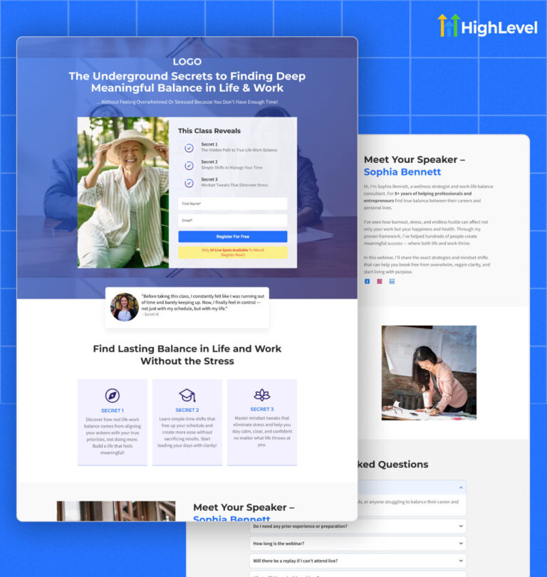 Agency Webinar Funnel Template for GoHighLevel 768x811